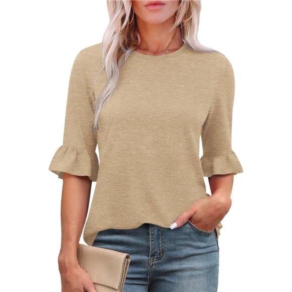 Womens 3/4 Length Sleeve Tops - Picture 1 of 4